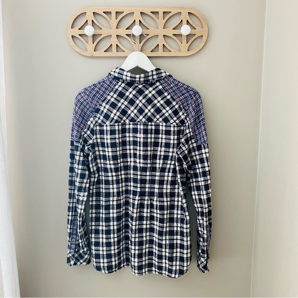 Free People Catch Up With Me Paid Button Up Top Blue Sz Small - Picture 7 of 9